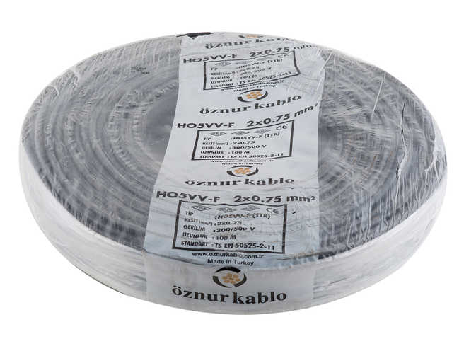 2X0.75 TTR KABLO 100 mt. SİYAH ÖZNUR KABLO