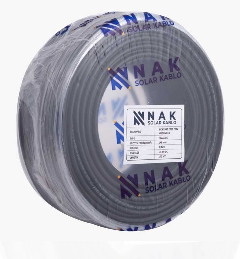 6 MM SOLAR (H1Z2Z2-K) NAK KABLO SİYAH 100 MT.