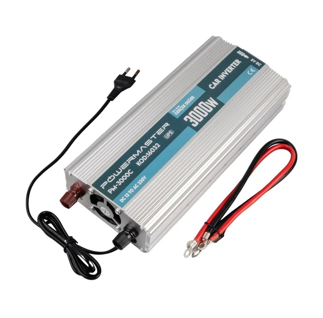 Powermaster PM-3000C 12 Volt 3000 Watt Şarjlı İnvertör
